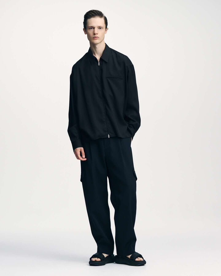 DRAPE ZIP-UP SHIRT,OFF WHITE, medium image number 4