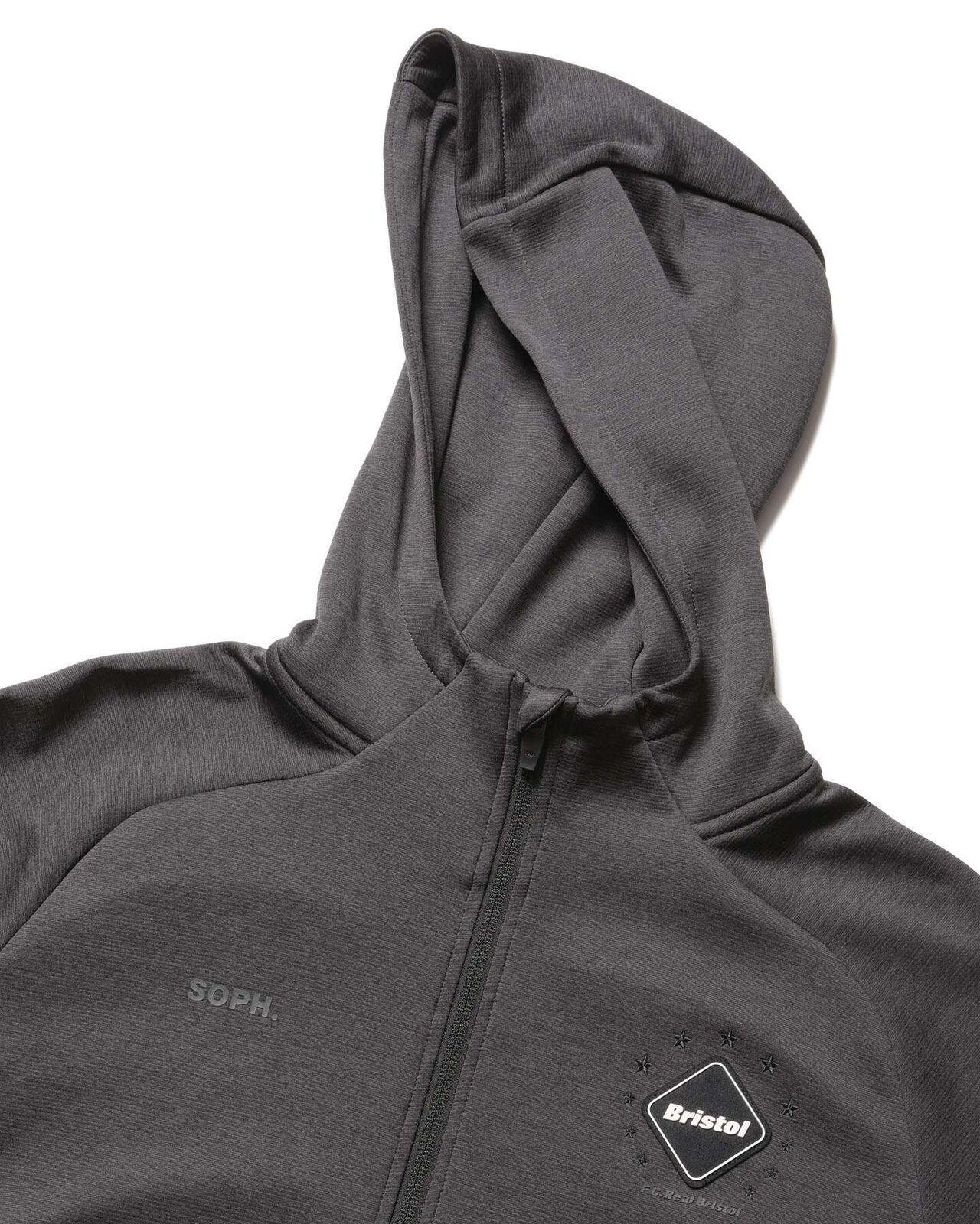 QUARTER KNIT ESSENTIAL ZIP-UP HOODIE,CHARCOAL GRAY, large image number 2