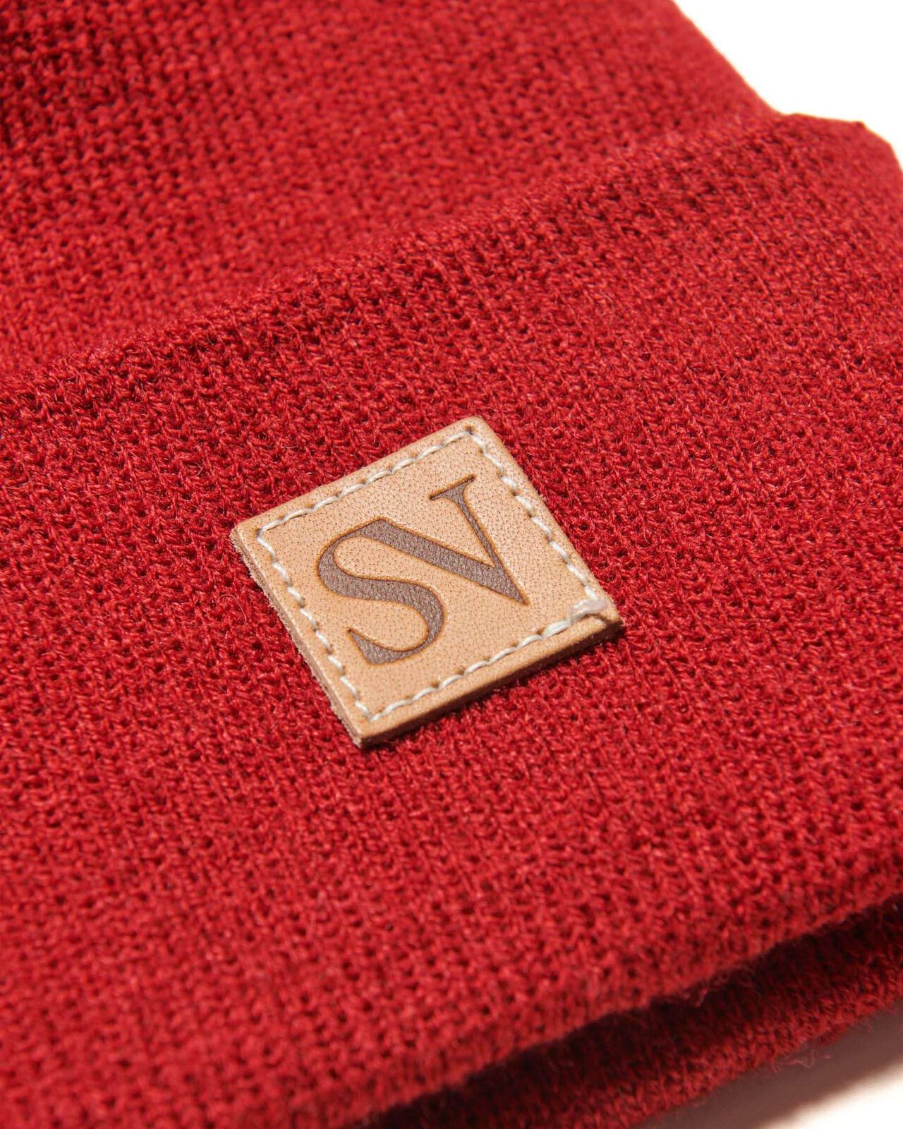 LEATHER PATCH KNIT CAP,RED, large image number 1