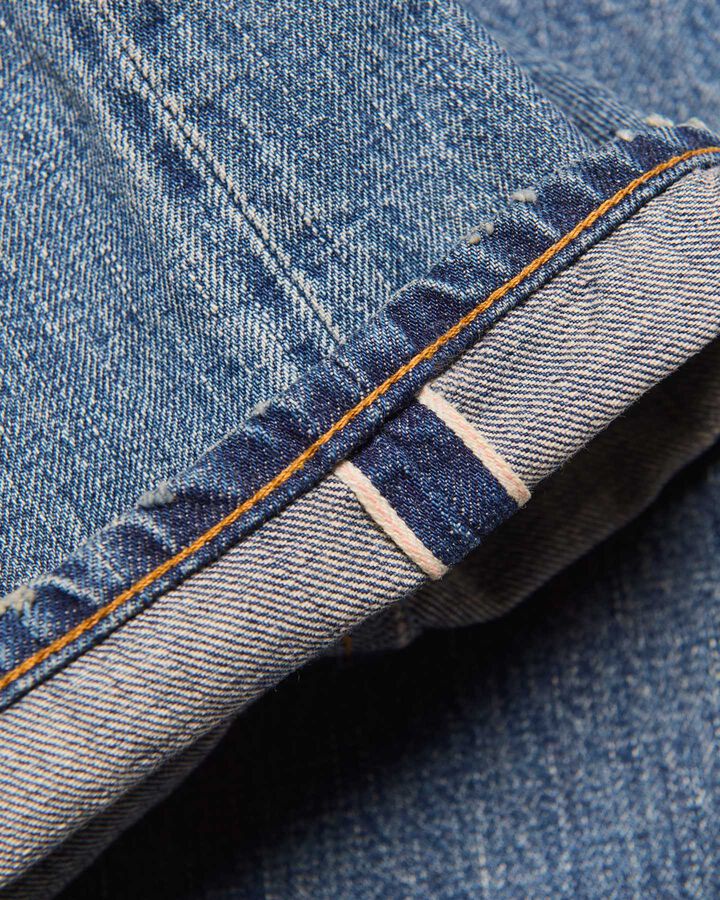 DAMAGED DENIM WIDE-FIT JEANS,INDIGO, medium image number 6