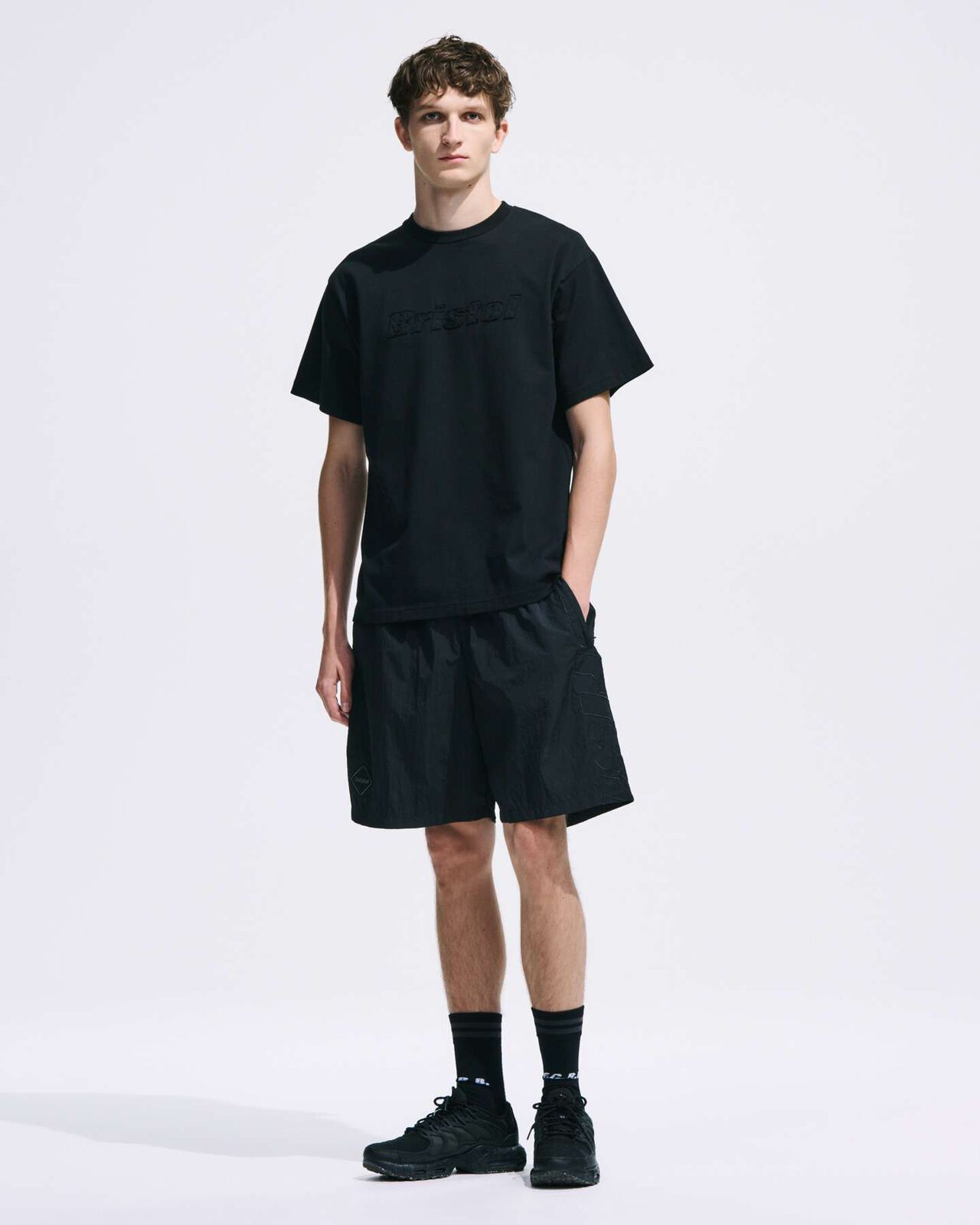 BIG LOGO NYLON EASY SHORTS,BLACK, large image number 9