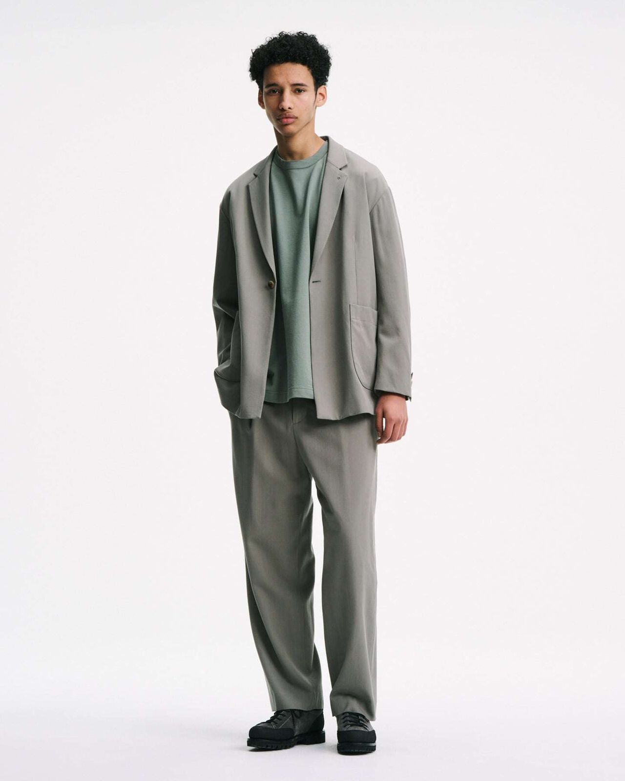 WASHER WOOL RELAX-FIT BLAZER,BLACK, large image number 7