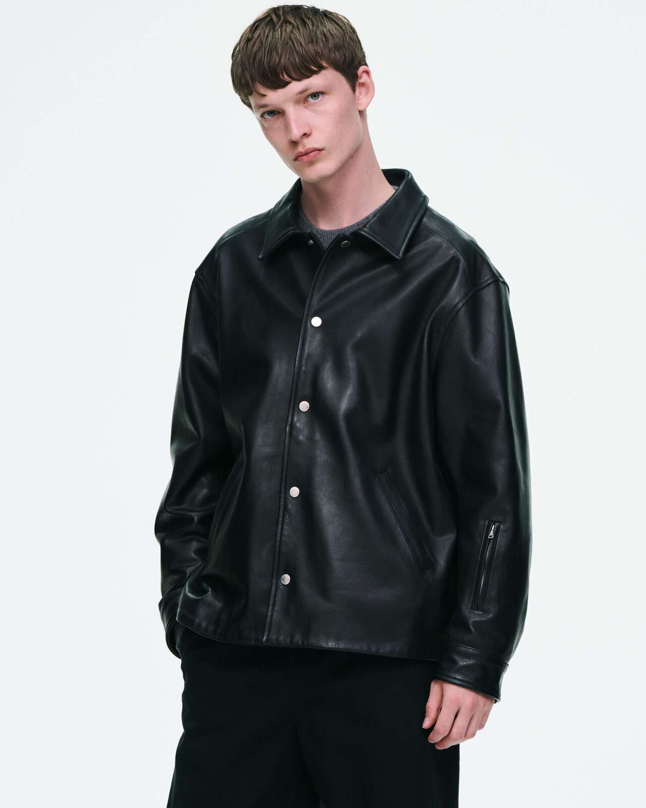 LEATHER COACH BLOUSON,BLACK, large image number 7