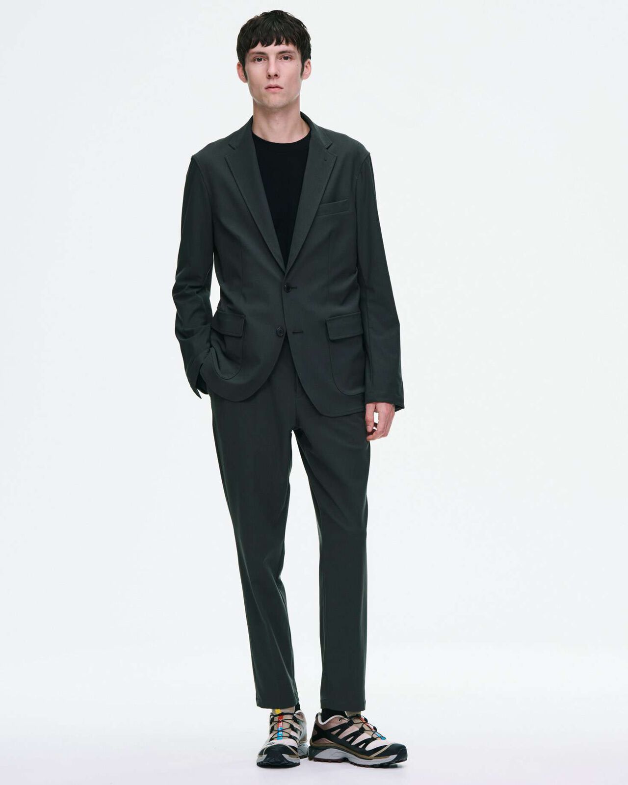 4-WAY STRETCH PACKABLE 2-BUTTON JACKET,CHARCOAL GRAY, large image number 8