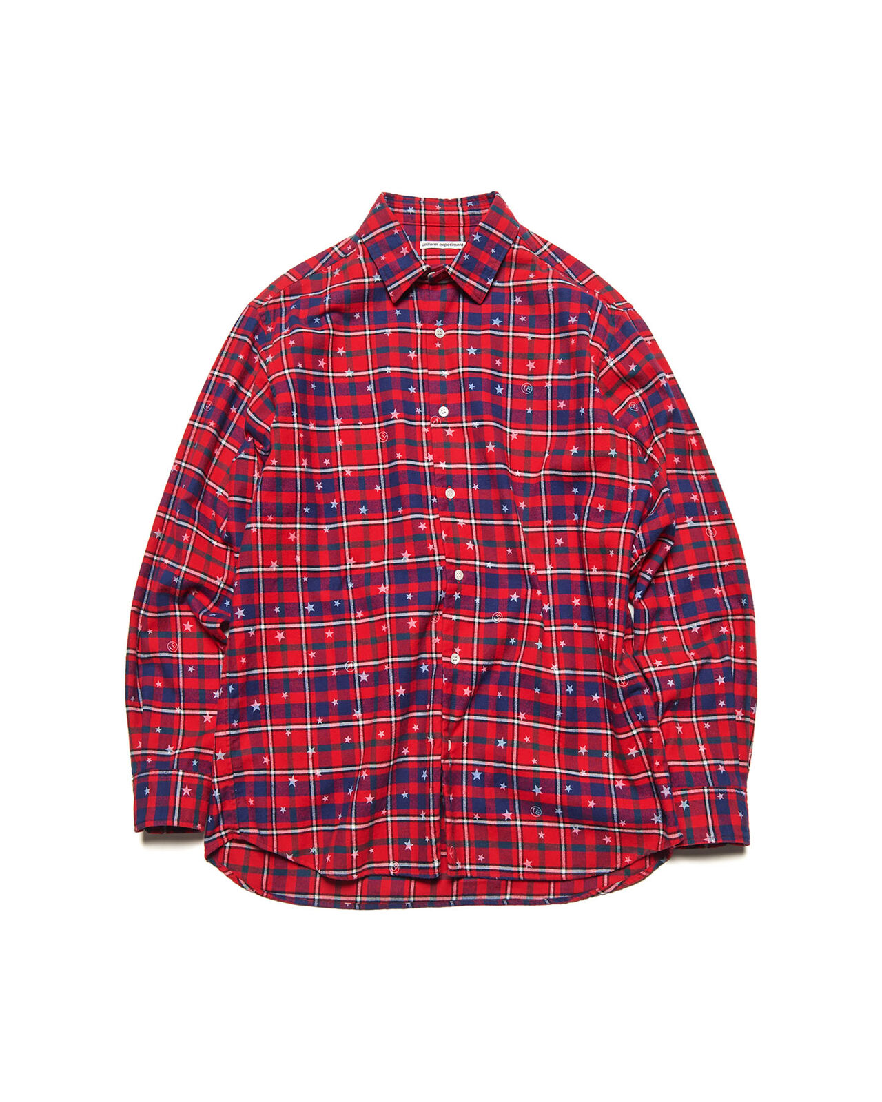 STAR PRINT CHECK SHIRT,RED, large image number 0