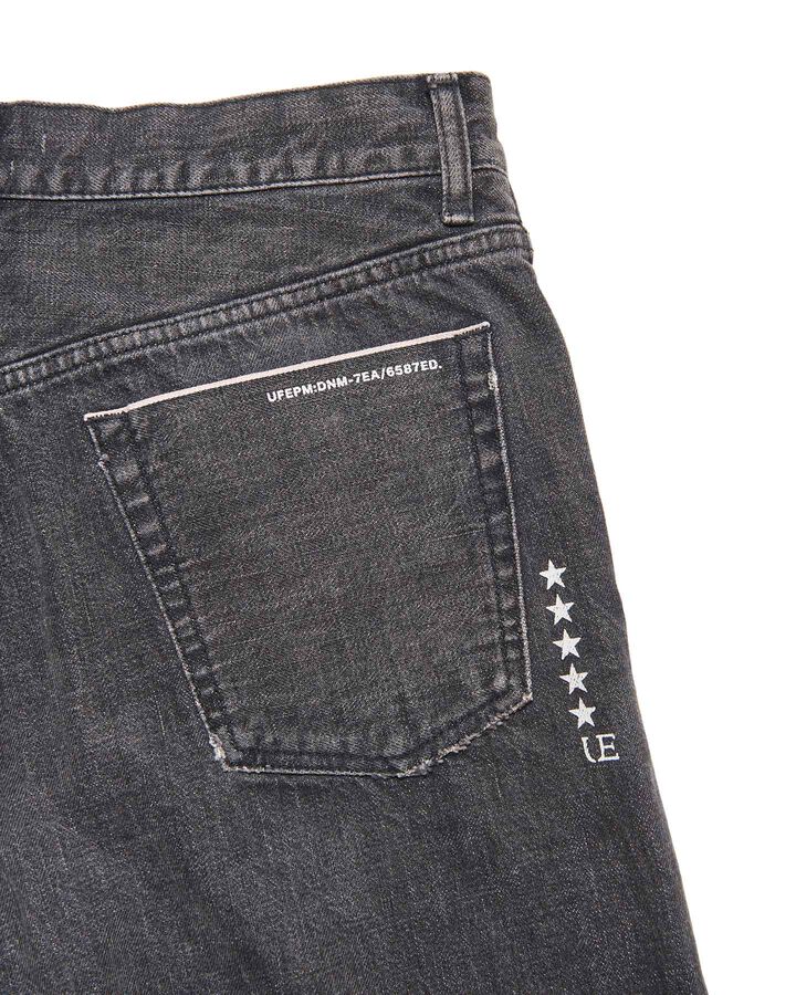 DAMAGED DENIM WIDE-FIT JEANS,BLACK, medium image number 2
