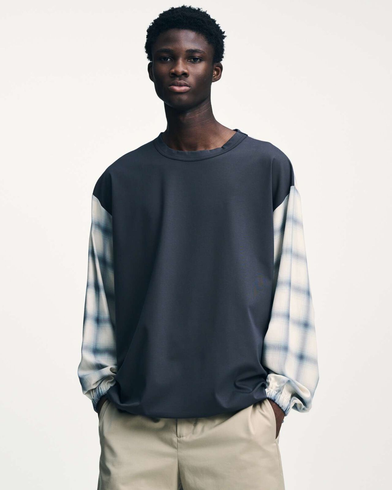 FABRIC-MIX L/S TOP,OFF WHITE, large image number 5