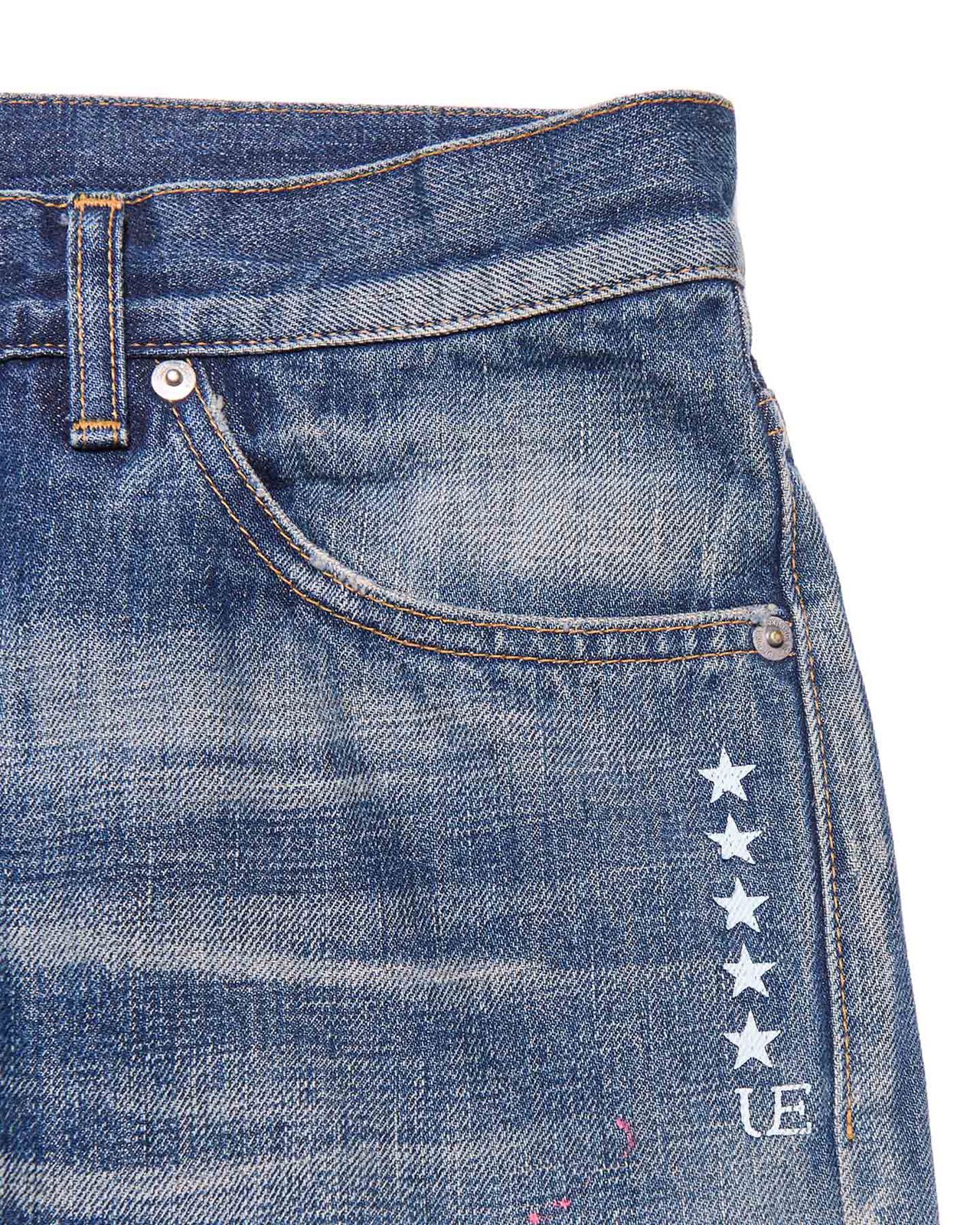 DAMAGED DENIM TAPERED-FIT JEANS,INDIGO, large image number 3