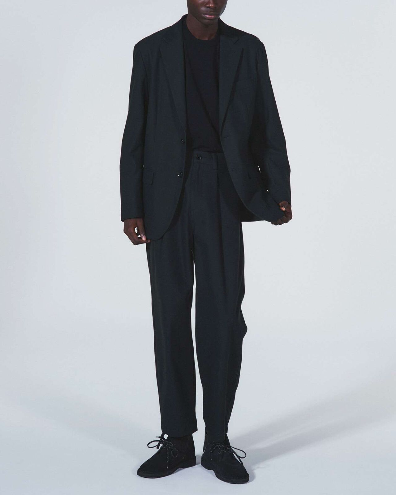 HIGH TWISTED WASHER COTTON SERGE 2BUTTON JACKET,BLACK, large image number 4