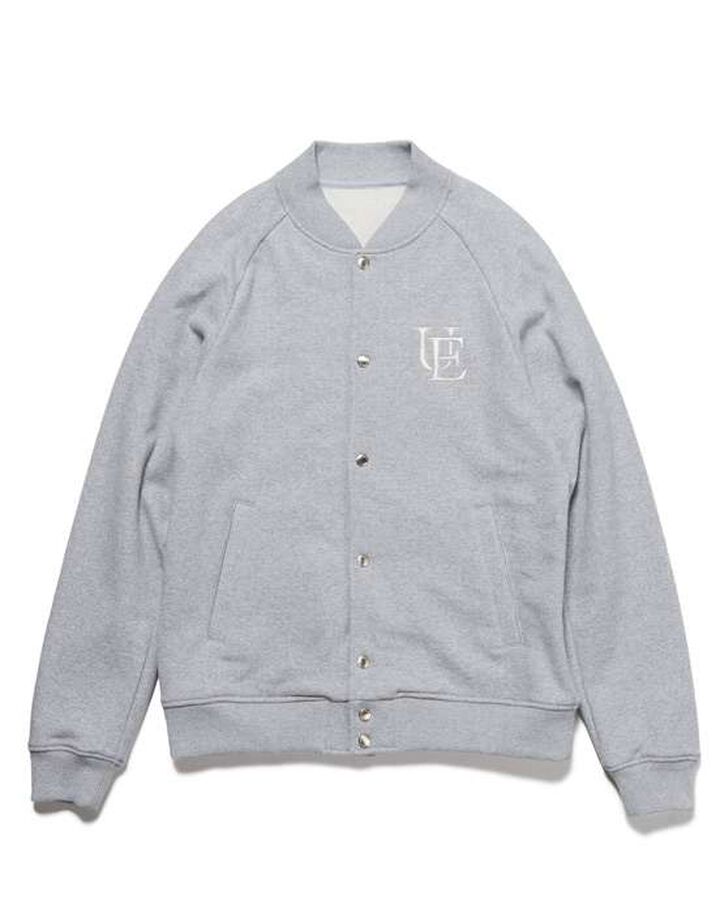 SWEAT VARSITY JACKET,GRAY, medium