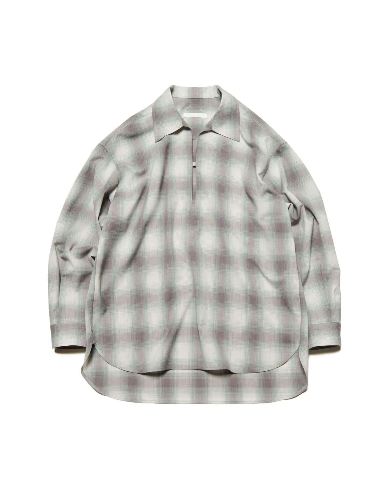 HIGH-TWIST OMBRE CHECK SKIPPER SHIRT,GRAY, large image number 0