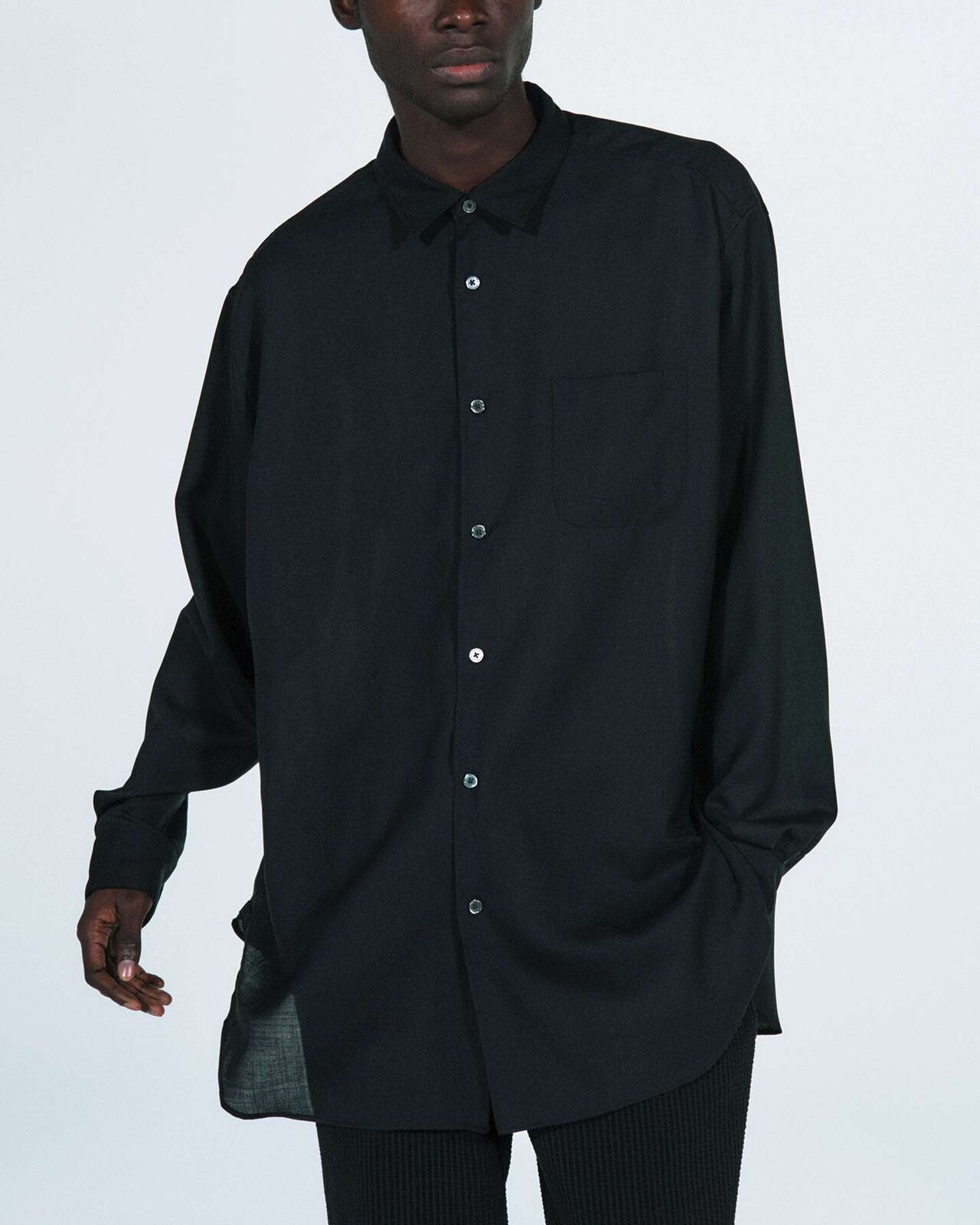 WOOL TWILL BAGGY LONG SHIRT,BEIGE, large image number 4