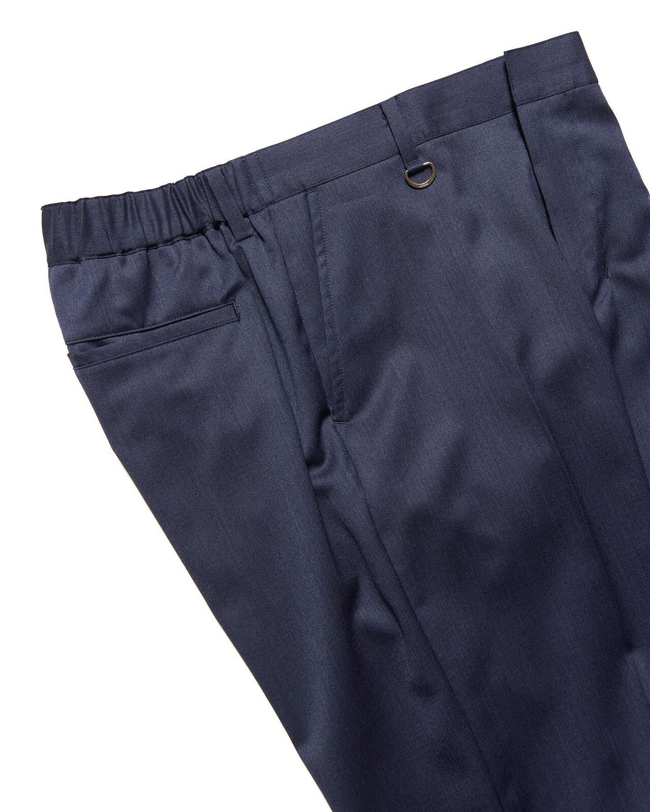 WOOL GABARDINE SLIM-FIT SHIRRING SLACKS,NAVY, large image number 3