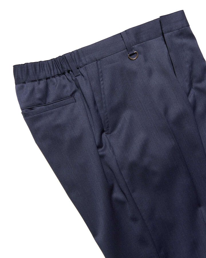 WOOL GABARDINE SLIM-FIT SHIRRING SLACKS,NAVY, medium image number 3