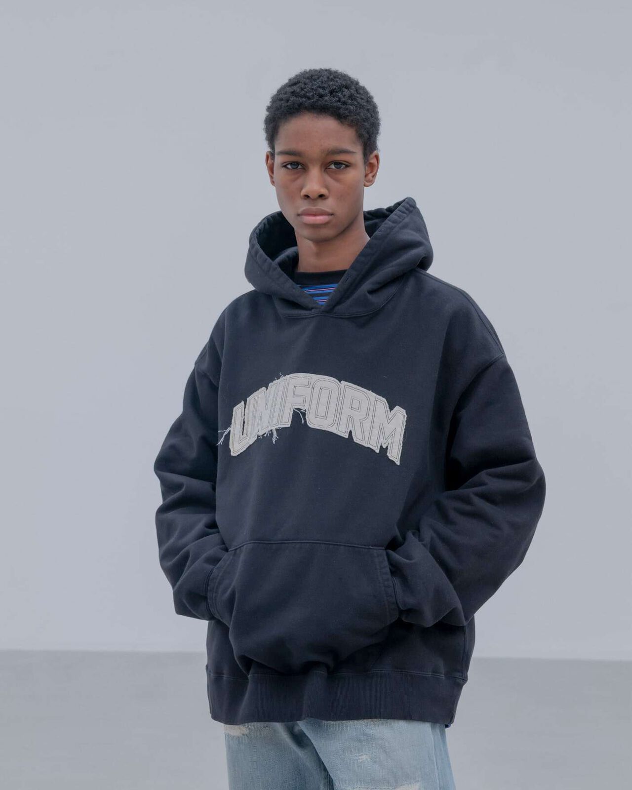 CUT-OUT LOGO SWEAT HOODIE,BLACK, large image number 3