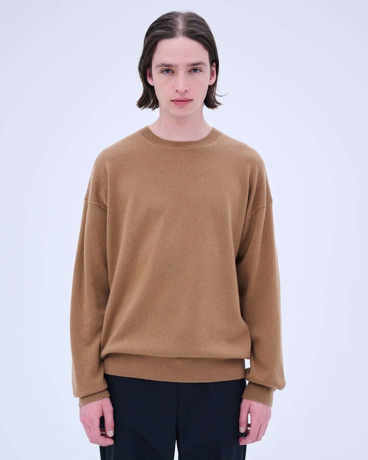 CASHMERE HIGH GAUGE CREWNECK KNIT,BLACK, medium image number 4