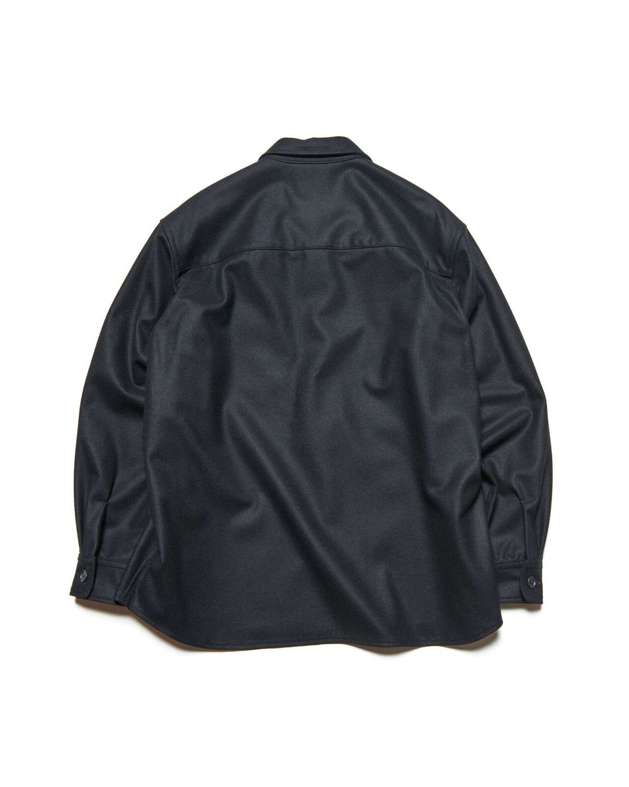 LIGHT MELTON WOOL HALF-ZIP SHIRT,BLACK, large image number 1