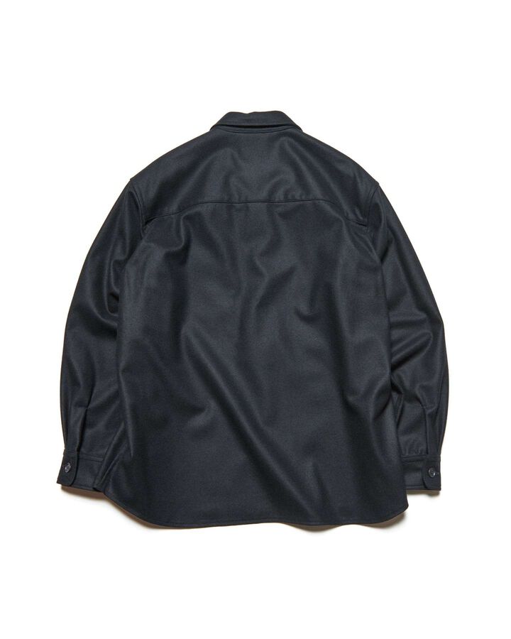 LIGHT MELTON WOOL HALF-ZIP SHIRT,BLACK, medium image number 1