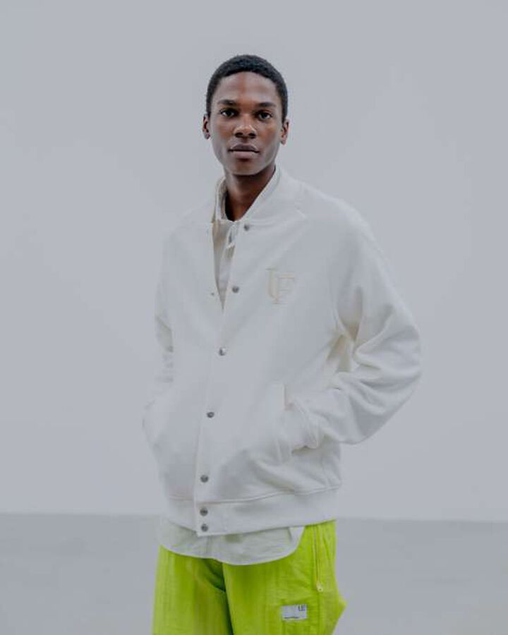 SWEAT VARSITY JACKET,WHITE, medium image number 4