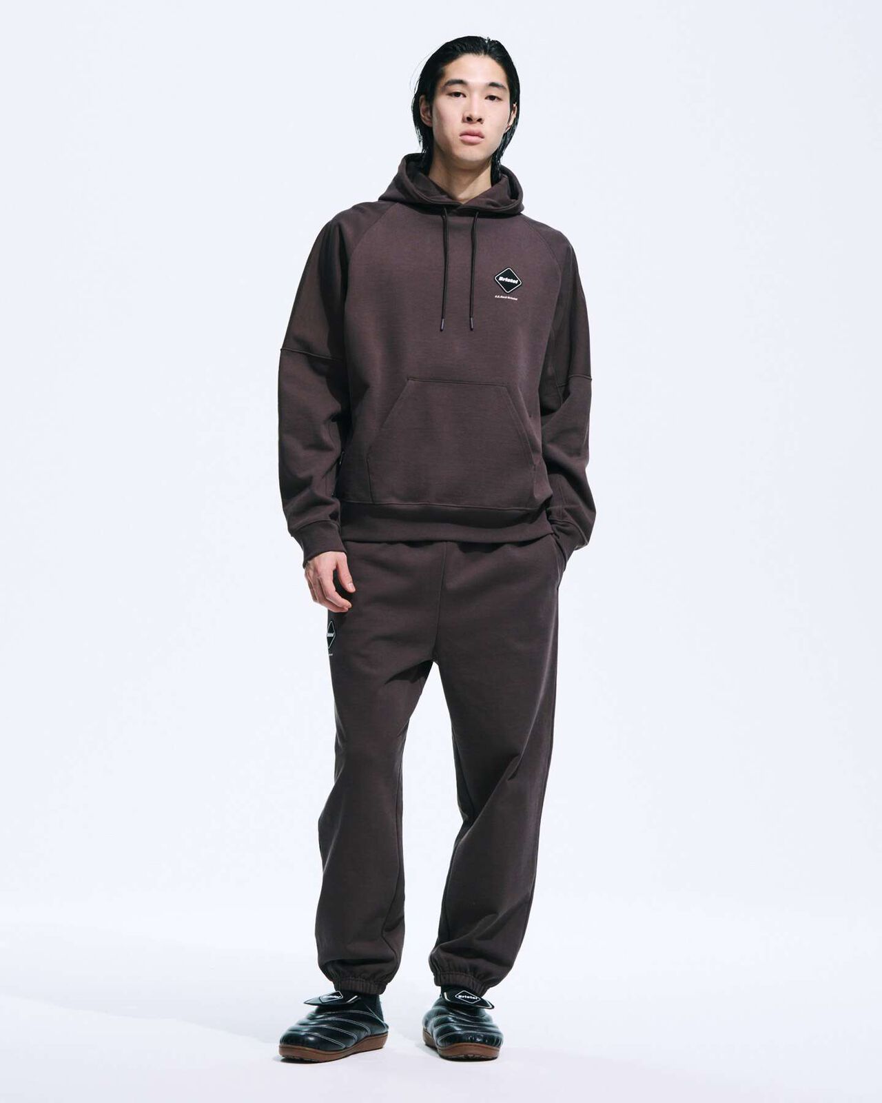 BIG LOGO BAGGY SWEAT HOODIE,BROWN, large image number 5
