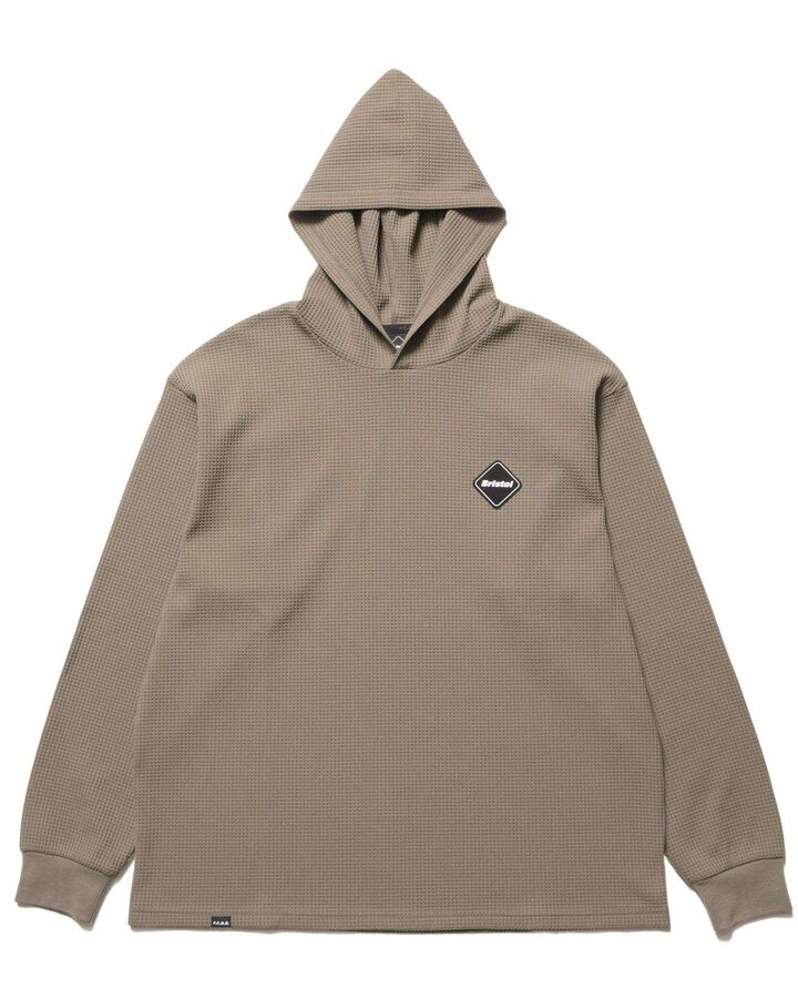 TECH WAFFLE LOUNGE HOODIE,GREIGE, medium image number 0