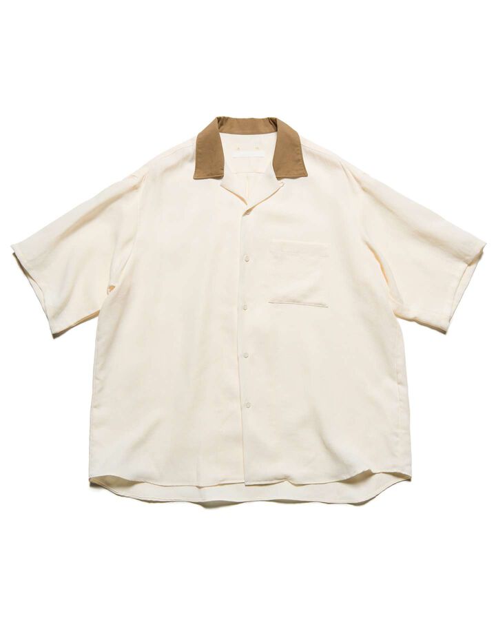 LINEN MESH S/S SHIRT,OFF WHITE, medium