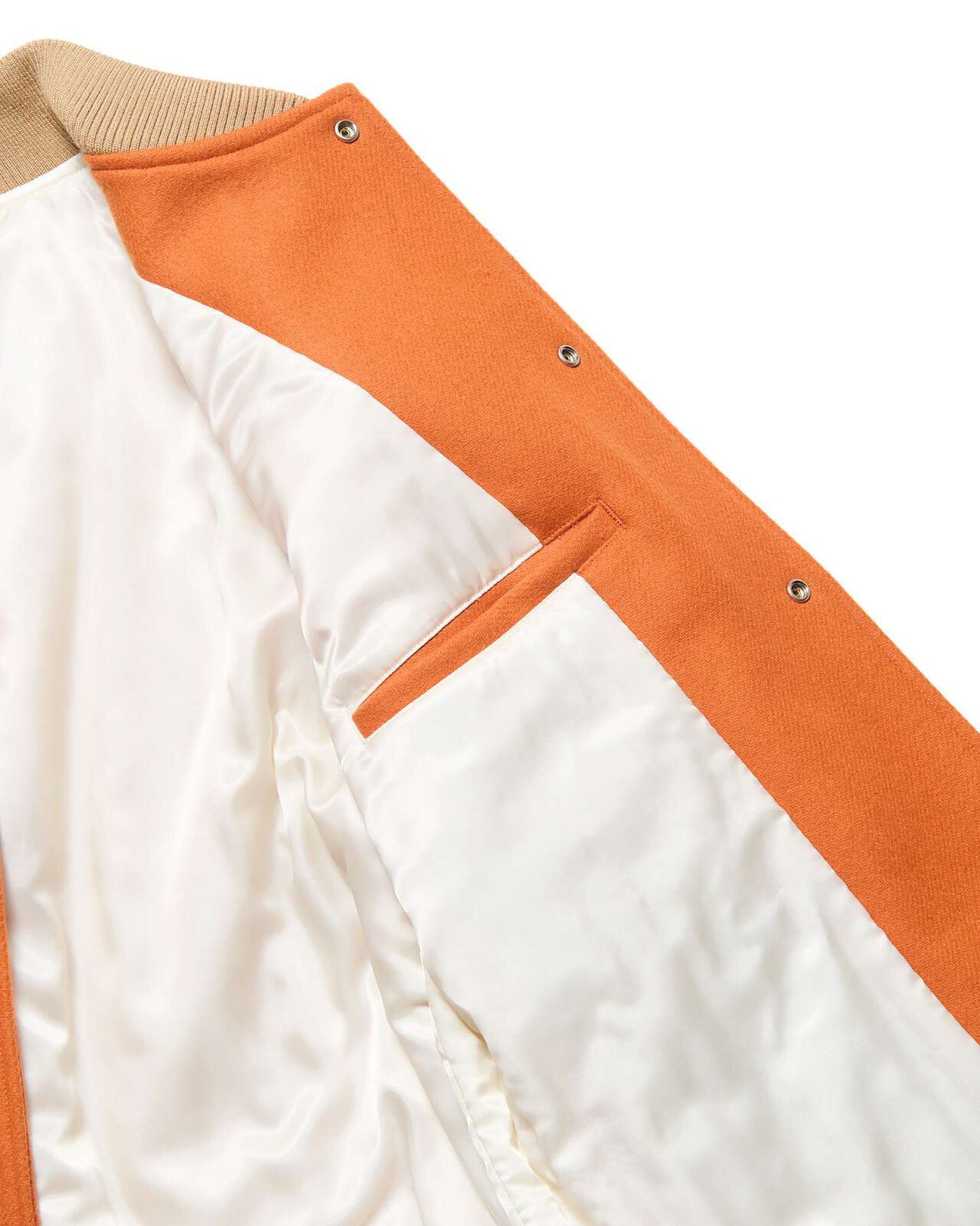 WOOL MELTON VARSITY JACKET,ORANGE, large image number 3