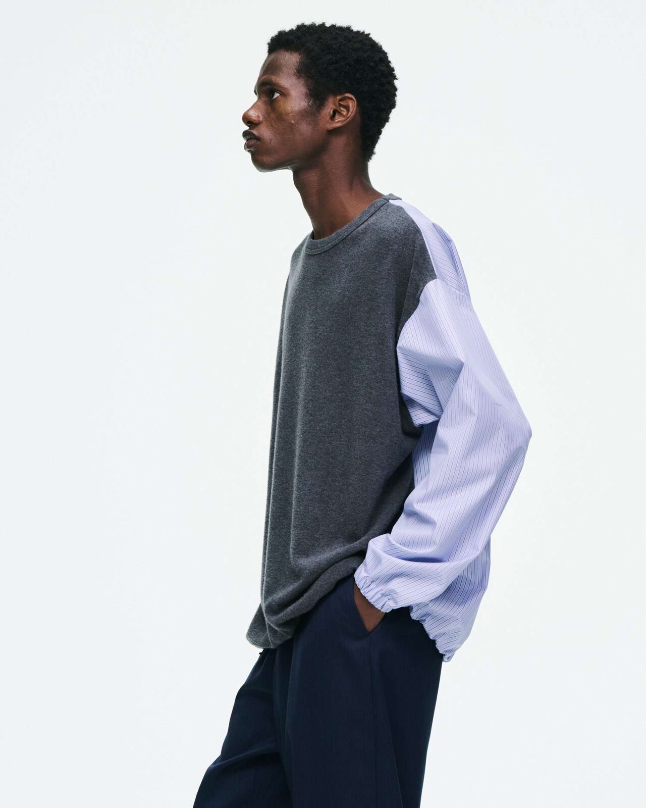 FABRIC-MIX L/S TOP,LIGHT BLUE, large image number 6