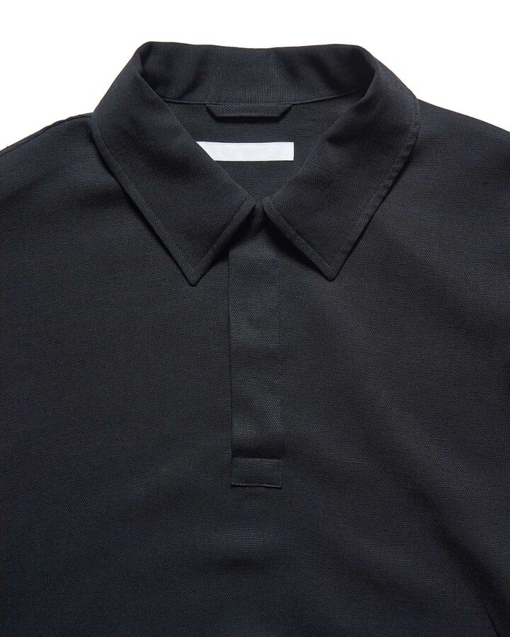 LINEN MESH L/S POLO,BLACK, medium image number 2