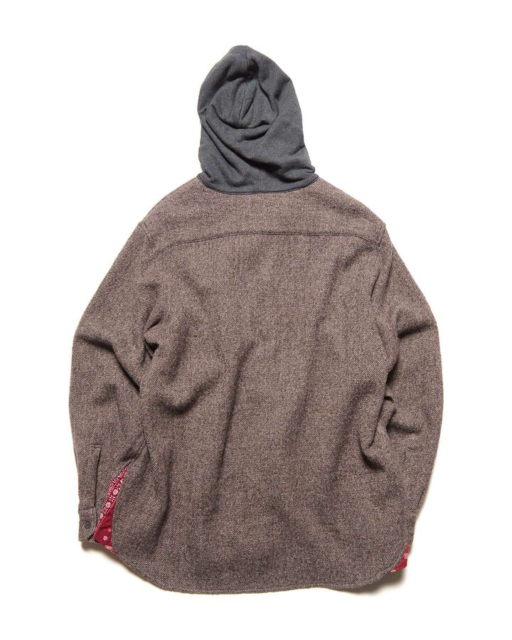 LINEN WOOL HOODED SHIRT,LIGHT BROWN, medium image number 1