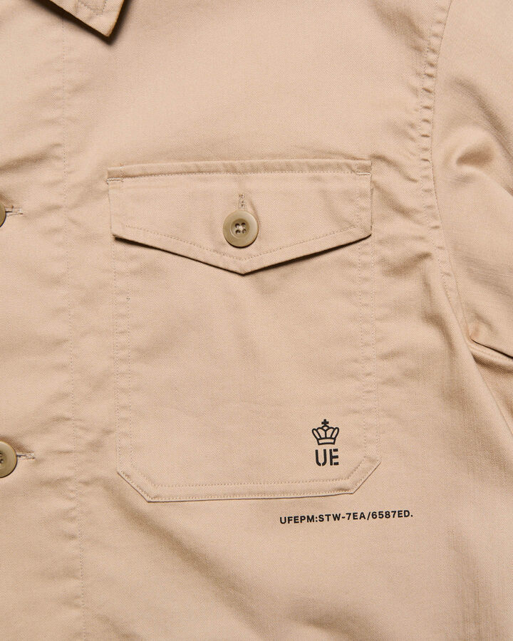 STRETCH TWILL FATIGUE SHIRT,BEIGE, medium image number 2