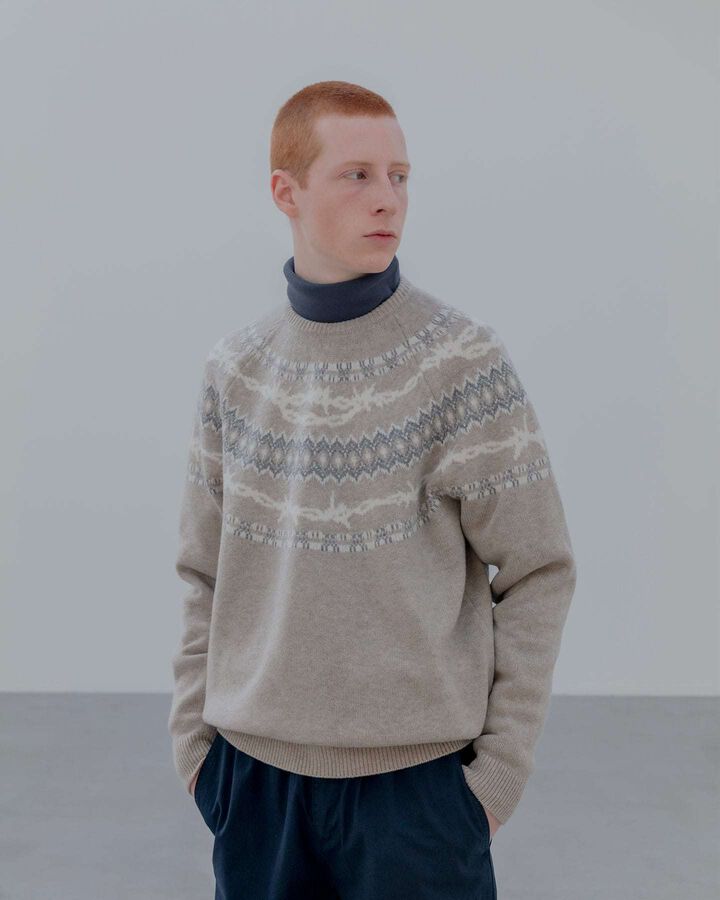 ENTANGLED NORDIC SWEATER,BEIGE, medium image number 4