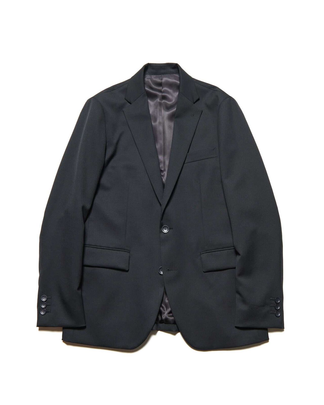 FLANNEL WOOL STANDARD 2BUTTON JACKET,BLACK, large image number 0