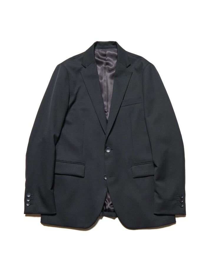 FLANNEL WOOL STANDARD 2BUTTON JACKET,BLACK, medium