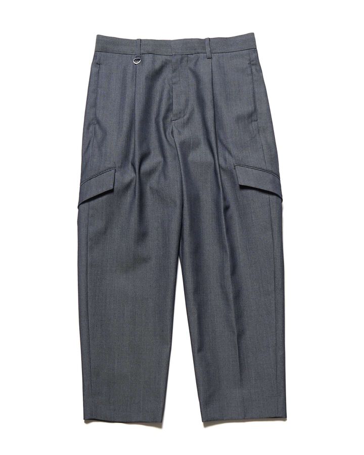 DENIM SIDE POCKET TAPERED CROPPED SLACKS,BLACK, medium