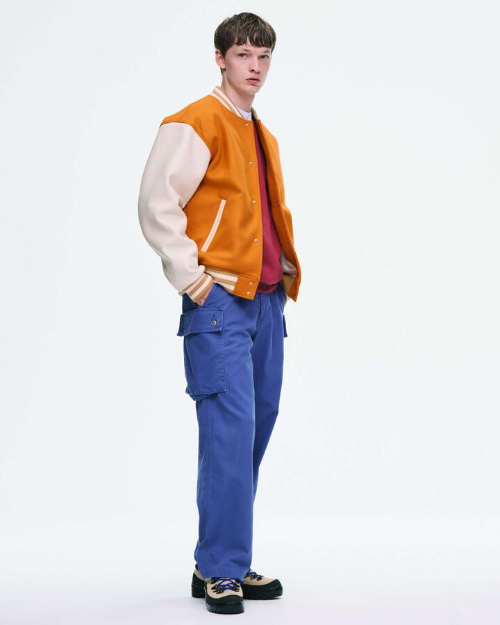 WOOL MELTON VARSITY JACKET,ORANGE, medium image number 8