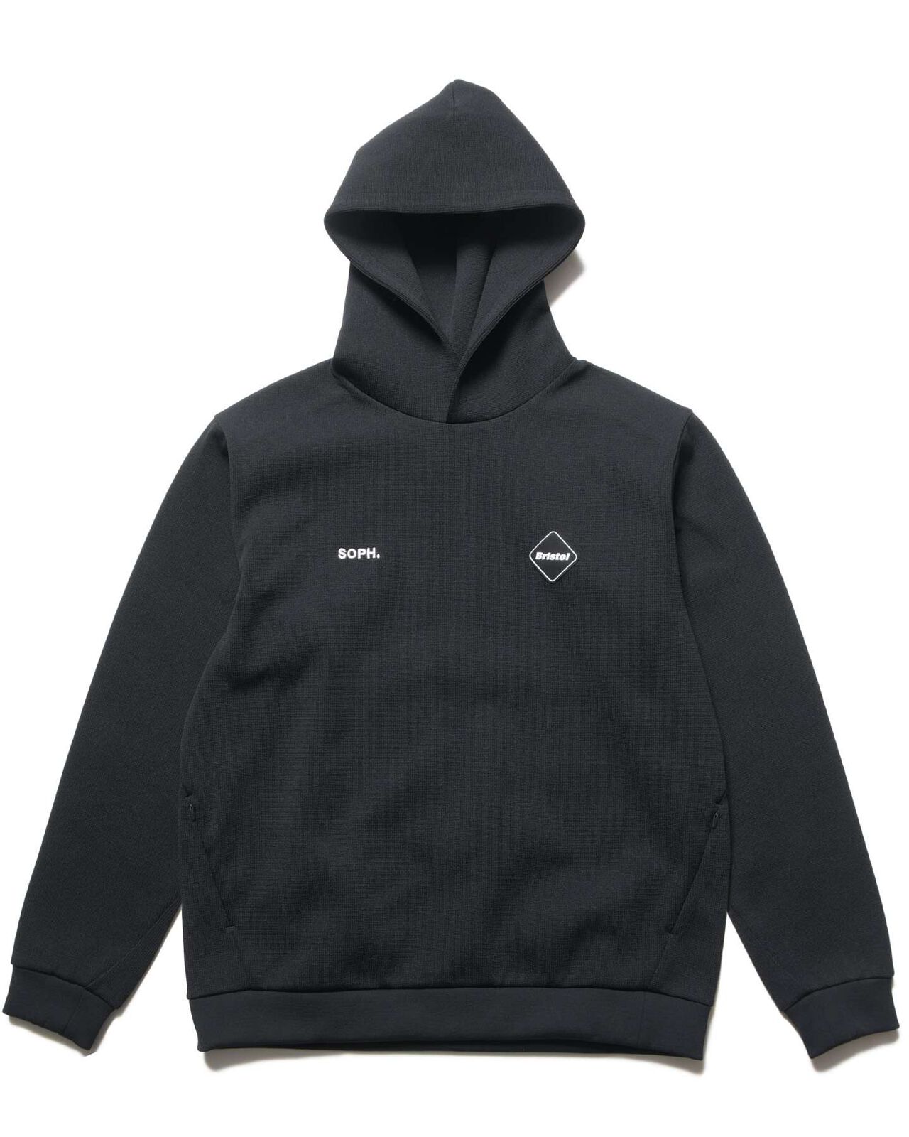QUARTER KNIT HOODIE,BLACK, large image number 0