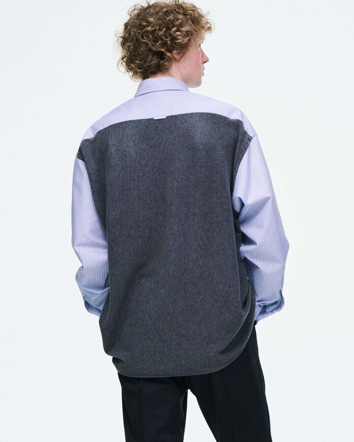 FABRIC-MIX OVERSIZED SHIRT,LIGHT BLUE, medium image number 7