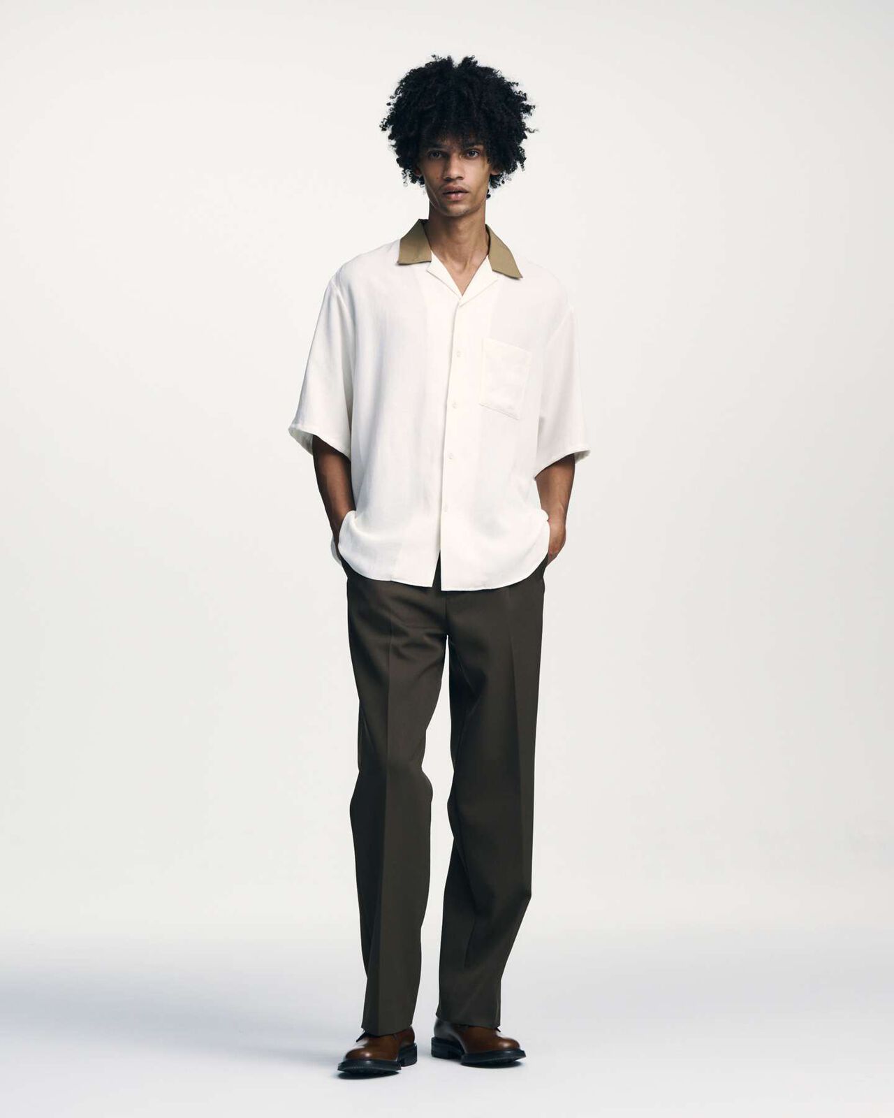 LINEN MESH S/S SHIRT,BLACK, large image number 5