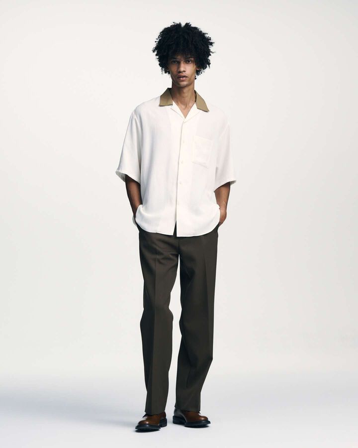 LINEN MESH S/S SHIRT,BLACK, medium image number 5