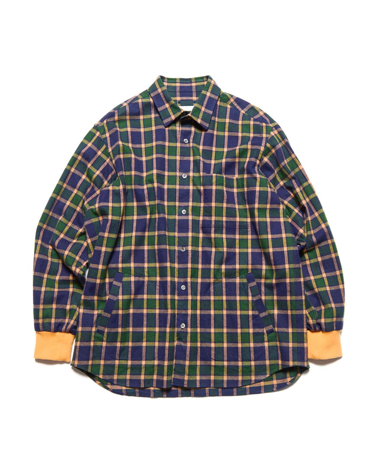 FLANNEL CHECK RIBBED SHIRT,NAVY, large image number 0