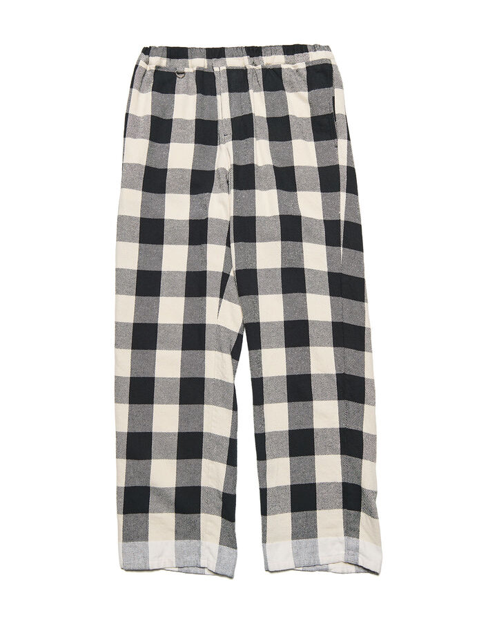 LINE FLANNEL CHECK EASY PANTS,BLACK, medium