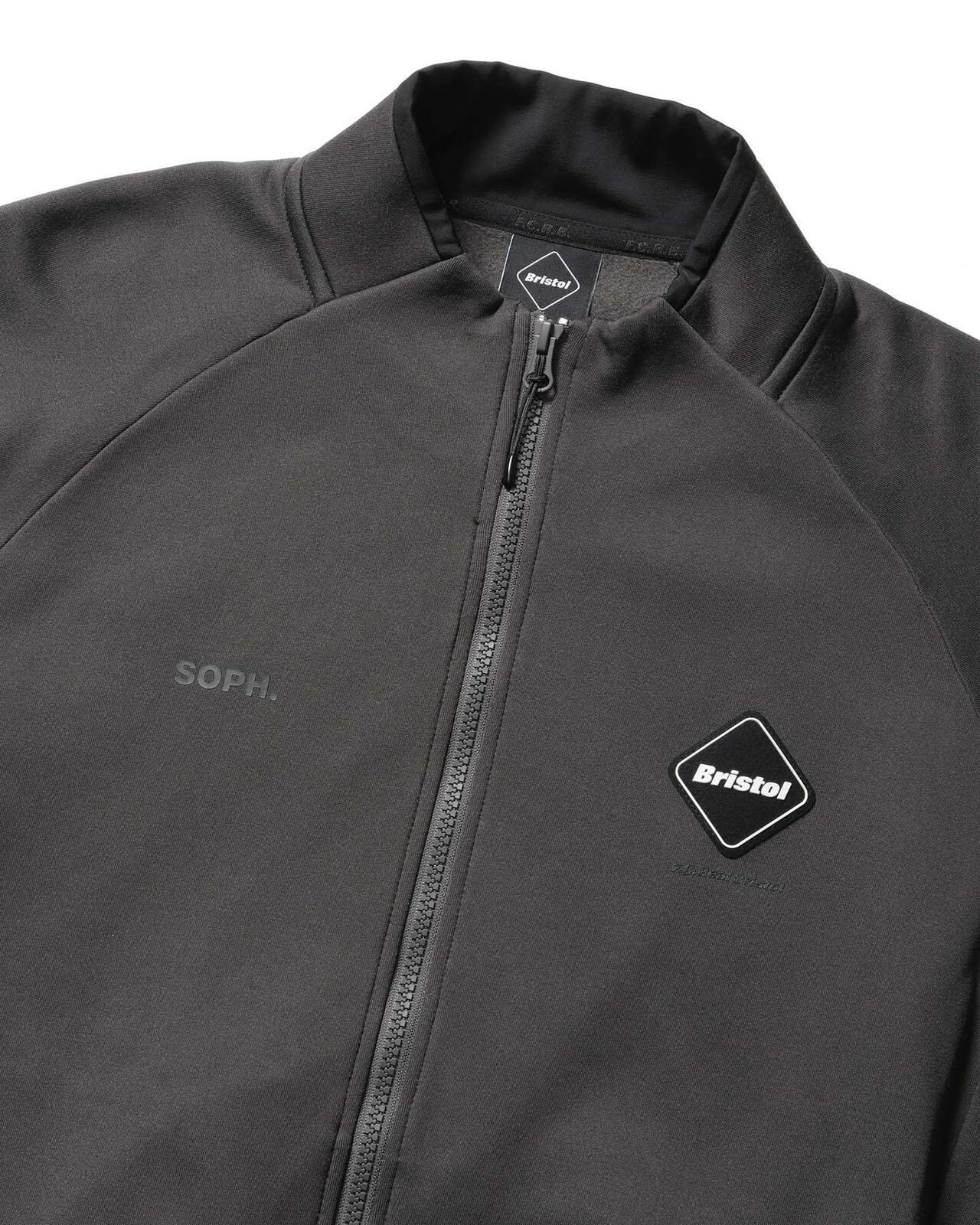 STRETCH FLEECE STAND COLLAR BLOUSON,CHARCOAL GRAY, large image number 2