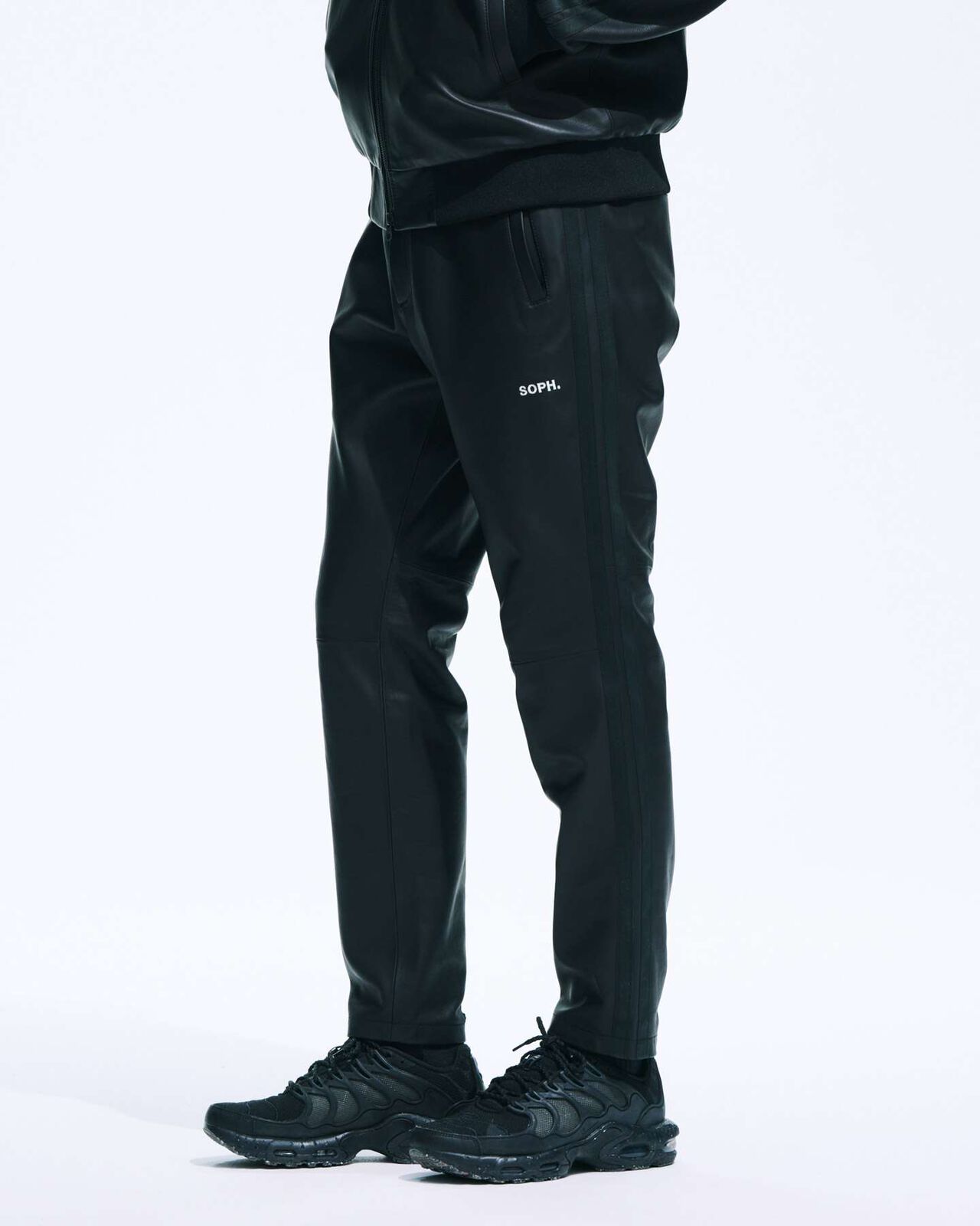 LEATHER TRACK PANTS,BLACK, large image number 6