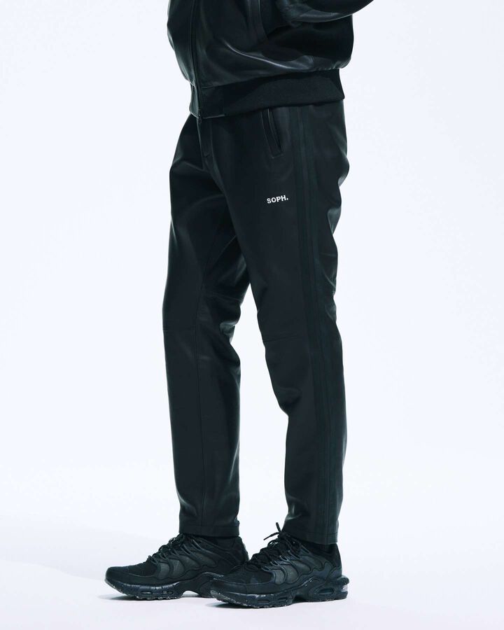 LEATHER TRACK PANTS,BLACK, medium image number 6