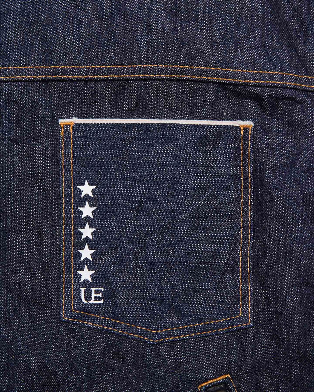 LEATHER ASSEMBLED DENIM TRUCKER JACKET,INDIGO, large image number 6