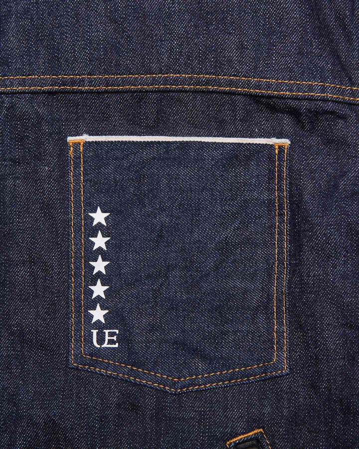 LEATHER ASSEMBLED DENIM TRUCKER JACKET,INDIGO, medium image number 6