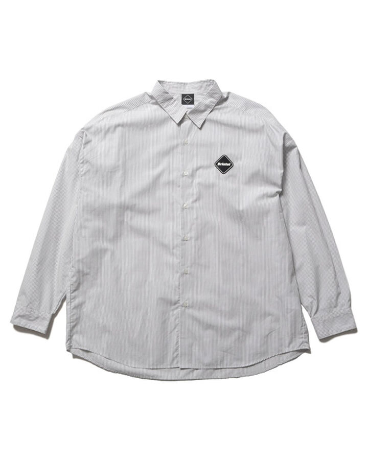 BIG LOGO L/S BAGGY SHIRT,GRAY STRIPE, medium
