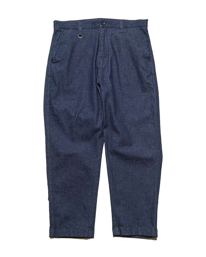 STRETCH TWILL WIDE CROPPED PANTS,INDIGO, medium