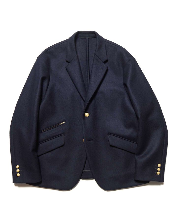 WOOL MELTON RELAX-FIT BLAZER,NAVY, medium